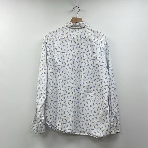 Men's Bonobos Pineapple Graphic Long Sleeve Button Down Slim Fit Shirt White XL - Picture 4 of 8
